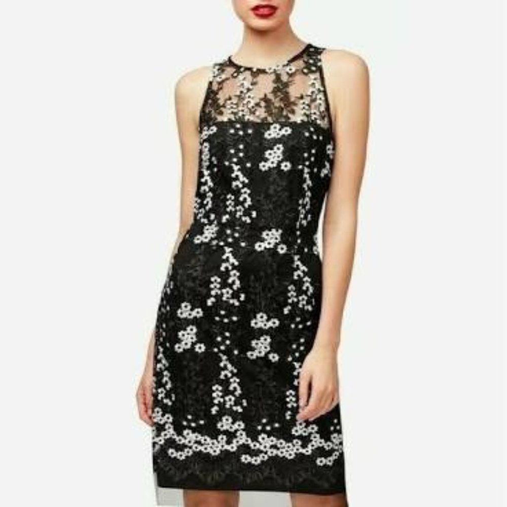 Betsey Johnson Black Floral Lace Sheath Dress